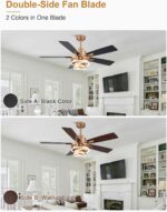 52" Gold Ceilling Fans with Lights Modern Chandelier Fan DC Motor Dimmable Led F... - Image 4