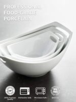 LAUCHUH Serving Bowls with Handles, Porcelain Serving Dishes White Nesting Bowls... - Image 4