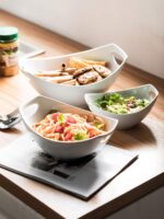 LAUCHUH Serving Bowls with Handles, Porcelain Serving Dishes White Nesting Bowls... - Image 6