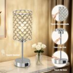 GyroVu Crystal Touch Table Lamp for Bedroom, Silver Desk Lamp with USB-C & USB-A... - Image 5