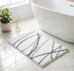 Tititex Luxury White Grey Curve Line Bathroom Rug, 16x24 inch Classic Extra Soft... - Image 3