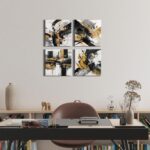 Abstract Black and Gold Wall Art for Bathroom Marble Pictures for Wall Modern Bl... - Image 4