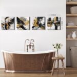 Abstract Black and Gold Wall Art for Bathroom Marble Pictures for Wall Modern Bl... - Image 6