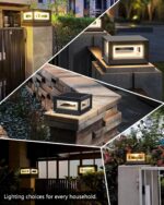 Outdoor Solar Post Cap Light, 9.8" Stainless Steel Fence Deck Pillar Lamp, Moder... - Image 6