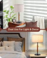 EDISHINE Mid Century Table Lamp, Pull Chain Switch Bedside Lamp with Linen Shade... - Image 3