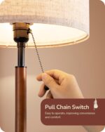 EDISHINE Mid Century Table Lamp, Pull Chain Switch Bedside Lamp with Linen Shade... - Image 4