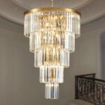 Gold 24 Inch Round Crystal Chandelier,35.5 Inch Height, 5-Tier Modern Large Chan... - Image 7