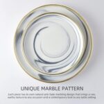 Pokini Marble Gold Rim Dinnerware Sets, Porcelain Plates and Bowls Sets, Modern ... - Image 7