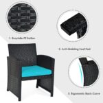 Tangkula 4 Pieces Patio Wicker Conversation Furniture Set, Patiojoy Sofa & Table... - Image 5