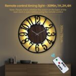 LEIKE Large Wall Clock 30'' Lighted Rustic Wood Clock with Remote Timer, Silent ... - Image 3