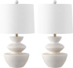 SAFAVIEH Lighting Collection - Jorden White Resin Table Lamp Set of 2, 22" Moder... - Image 6