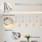 8-Light Rectangle Brushed Nickel Crystal Chandelier, Dimmable LED Bubble Raindro... - Image 3