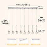 8-Light Rectangle Brushed Nickel Crystal Chandelier, Dimmable LED Bubble Raindro... - Image 4
