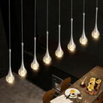 8-Light Rectangle Brushed Nickel Crystal Chandelier, Dimmable LED Bubble Raindro... - Image 8