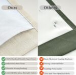 Thick Linen Sand Beige Black Out Curtains 96 Inch Long for Living Room, Elegant ... - Image 6