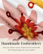 Embroidered Throw Pillow Cover - 18x18 Decorative Pillow Cover with Zipper Aesth... - Image 3