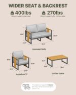 ZANDOR Aluminum Outdoor Patio Furniture Set,4-Piece Sectional Sofa with Coffee T... - Image 6