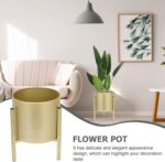 Gold Plant Stand for Indoor Plants - 10 Inch Round Metal Planter Pot with Iron F... - Image 3