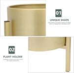 Gold Plant Stand for Indoor Plants - 10 Inch Round Metal Planter Pot with Iron F... - Image 7