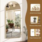 56"x21" Arched Floor Mirror Full Length Mirror Full Body Standing Mirror, Gold - Image 6