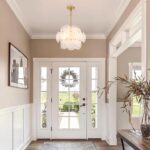 Dia 15.75 Inches Modern Glass Chandelier for Foyer, Gold Dining Room Light Fixtu... - Image 3