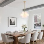 Dia 15.75 Inches Modern Glass Chandelier for Foyer, Gold Dining Room Light Fixtu... - Image 4