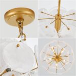 Dia 15.75 Inches Modern Glass Chandelier for Foyer, Gold Dining Room Light Fixtu... - Image 6