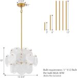 Dia 15.75 Inches Modern Glass Chandelier for Foyer, Gold Dining Room Light Fixtu... - Image 7
