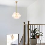 Dia 15.75 Inches Modern Glass Chandelier for Foyer, Gold Dining Room Light Fixtu... - Image 8