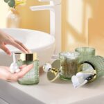 DASITON Bathroom Accessories Set,4Pcs Glass Bathroom Counter Set with Foaming So... - Image 4