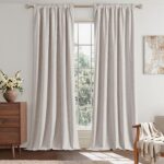 EMEMA Ivory White Linen Blackout Curtains 84 inch Length 2 Panels for Bedroom Li... - Image 6
