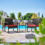 Flamaker 3 Pieces Wicker Patio Furniture Outdoor Modern Rattan Chair Conversatio... - Image 3