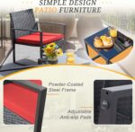 Flamaker 3 Pieces Wicker Patio Furniture Outdoor Modern Rattan Chair Conversatio... - Image 4