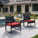 Flamaker 3 Pieces Wicker Patio Furniture Outdoor Modern Rattan Chair Conversatio... - Image 6