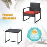 Flamaker 3 Pieces Wicker Patio Furniture Outdoor Modern Rattan Chair Conversatio... - Image 7
