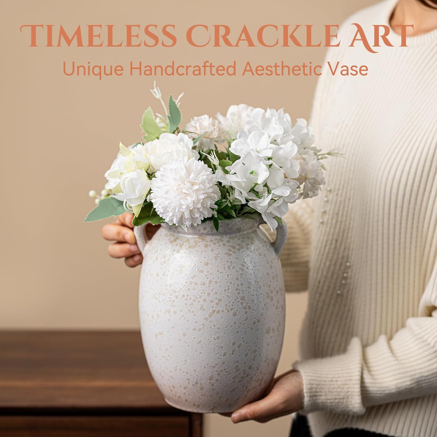 Vintage Ceramic Vase, Ice Crystal Texture, Home & Office Decor, Perfect for Gift... - Image 5