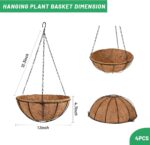 hehimhis 4 Pack 12 Inch Hanging Planters for Outdoor Plants,Black Metal Hanging ... - Image 4