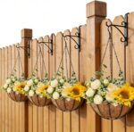 hehimhis 4 Pack 12 Inch Hanging Planters for Outdoor Plants,Black Metal Hanging ... - Image 5