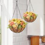 hehimhis 4 Pack 12 Inch Hanging Planters for Outdoor Plants,Black Metal Hanging ... - Image 7