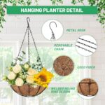 hehimhis 4 Pack 12 Inch Hanging Planters for Outdoor Plants,Black Metal Hanging ... - Image 8