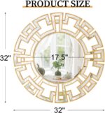Chende Gold Mirrors for Decor, 32'' Round Wall Mirror with Beveled Glass Frame, ... - Image 7