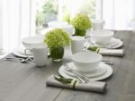 Mikasa Trellis 16-Piece Bone China Dinnerware Set, White, Includes Dinner Plates... - Image 5