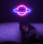 Lumoonosity Planet Neon Sign - USB Powered Saturn LED Light with On/Off Switch, ... - Image 6
