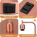Innqoo Copper Industrial Bedside Table Lamp for Bedroom - Nightstand Lamps with ... - Image 5