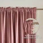 MIULEE Dry Rose Pink Pom Pom Velvet Curtains for Bedroom/Living Room Darkening T... - Image 5