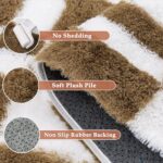 HUGEAR 6x9 Checkered Rug Brown and White Living Room Modern Shag Rug Super Soft ... - Image 9