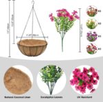 Artificial Flowers Hanging Basket for Outdoor Indoor UV Resistant Silk Flowers w... - Image 4