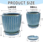 5+6 inch Ceramic Plant Pots Set of 2 with Drainage Hole, Flower Pots Planters Po... - Image 3