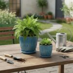 5+6 inch Ceramic Plant Pots Set of 2 with Drainage Hole, Flower Pots Planters Po... - Image 5