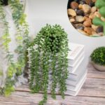 LOYWREE Fake Plants Indoor Artificial String of Pearls Plant in Black Pots, Real... - Image 4